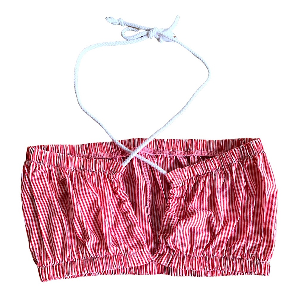 Free People Ceri Convertible Bandeau Top in Red Candy Stripe. Size XS. NWOT